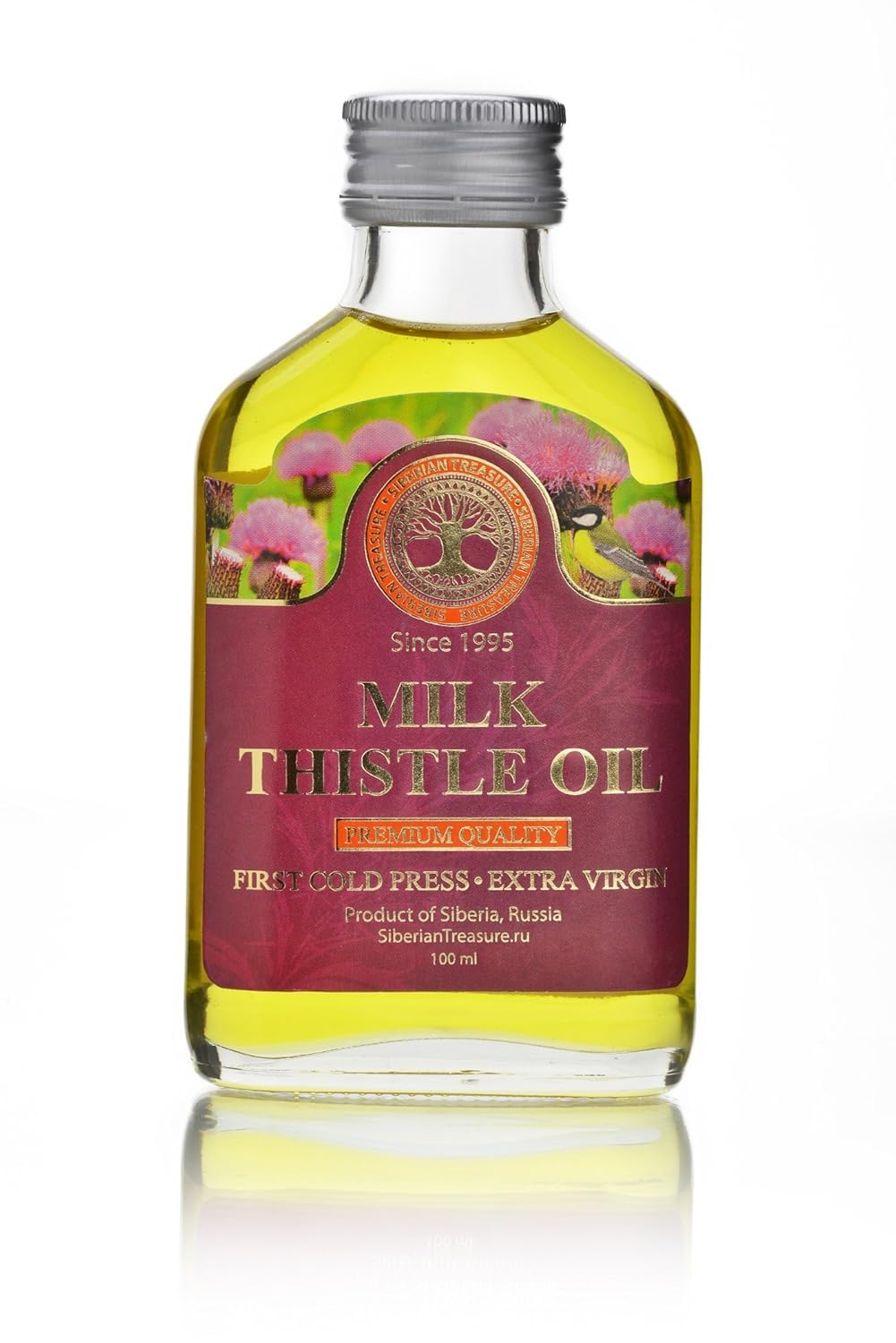 Siberian Milk Thistle Oil 100 Ml, Premium Quality, Extra Virgin, First Cold Press - 3.4 Fl Oz