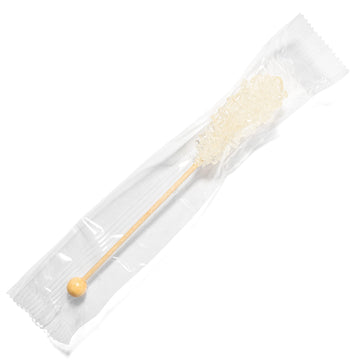 Candy Envy - White Caf   Sugar Sticks Mini Rock Candy - 100 Bulk Individually Wrapped White Treats - Original Sugar Flavored Dri