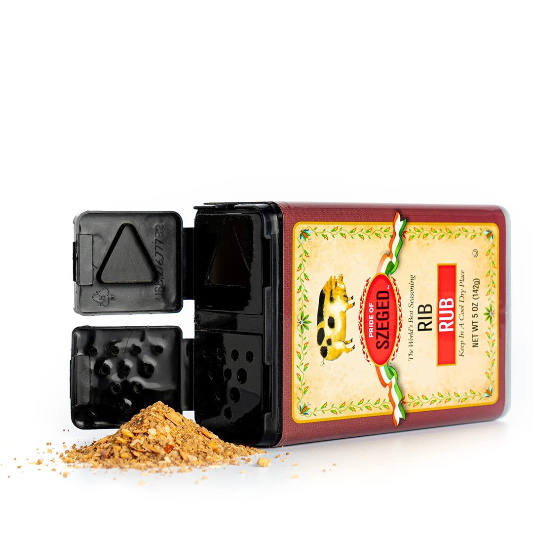 Pride of Szeged Rib Rub, BBQ, Pork and Beef Seasoning Spice Mix, 5oz. Tin, 1-Count