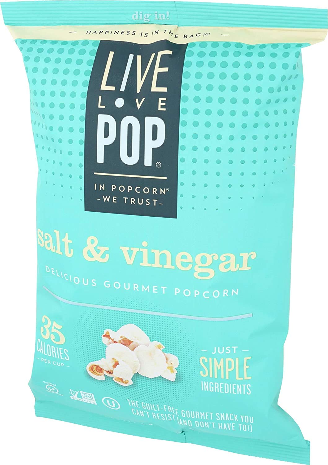 Live Love Pop, Popcorn Salt And Vinegar, 4.4 Oz (Three Pack)