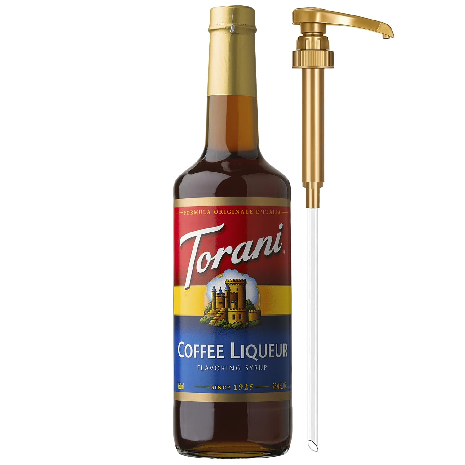 Torani Syrup Coffee Liqueur Flavoring, Glass Bottle with Pump, 25.4 Fl Oz