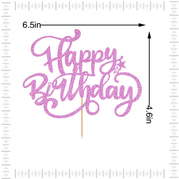 Crseniny Happy Birthday Cake Topper,Purple Glitter Birthday Sign Cake Decorations,Anniversary Party/Birthday Party Decoration Su