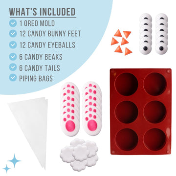 Sweets Indeed Easter Silicone Oreo Mold With Candy Sprinkles And Shapes Bunny Tails Eyes Beaks Decorates 12 Cookies Perfect For