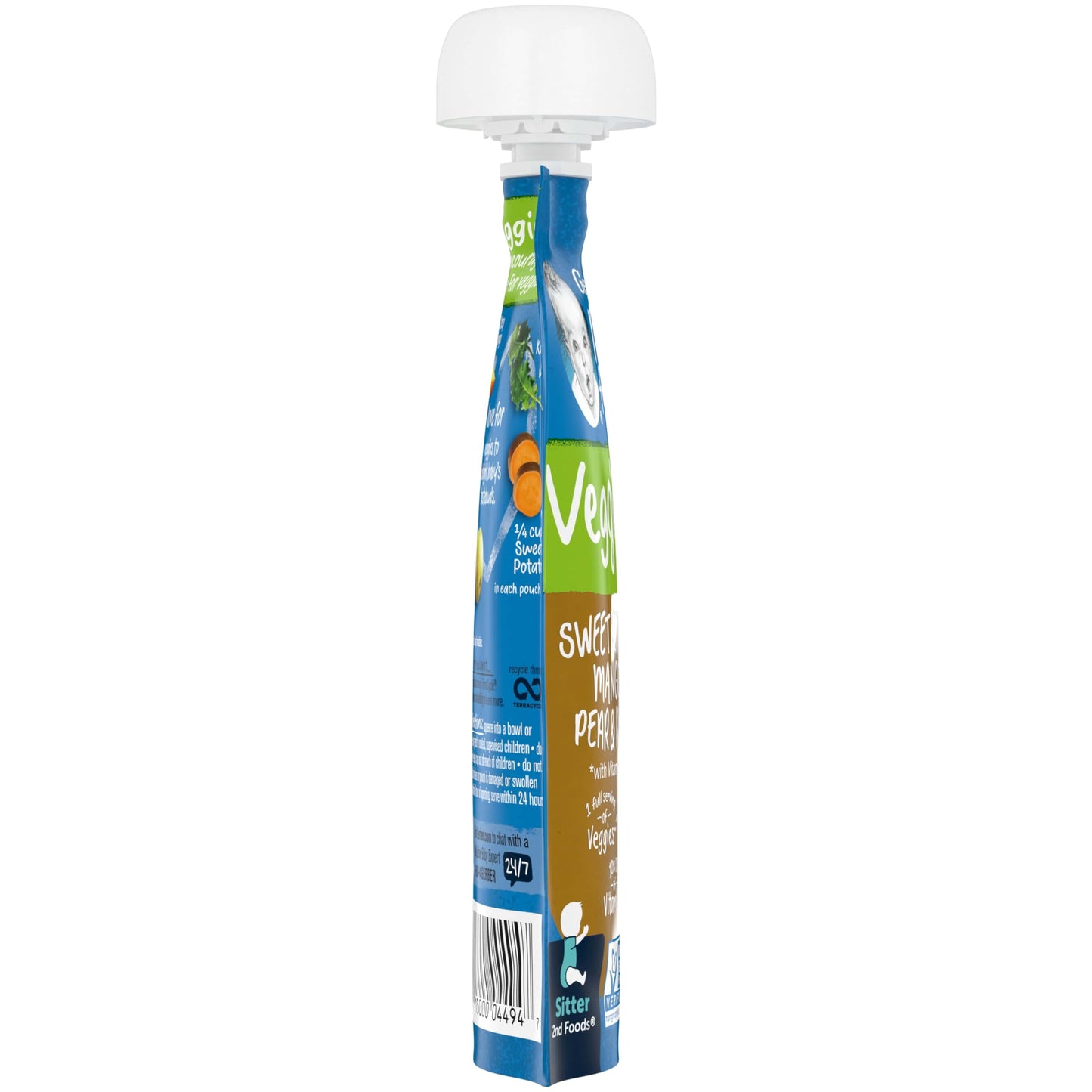 Gerber Baby Food Pouches, Sitter, Premium, Veggie Power, Sweet Potato Mango Pear Kale, 3.5 Ounce (Pack Of 12)