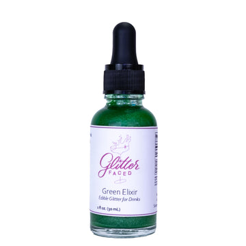 Glitter Faced Green Edible Glitter for Galentines or St.Patricks Day Cocktails & Mocktails, Mess-Free Glitter for 30 Drinks, Lus