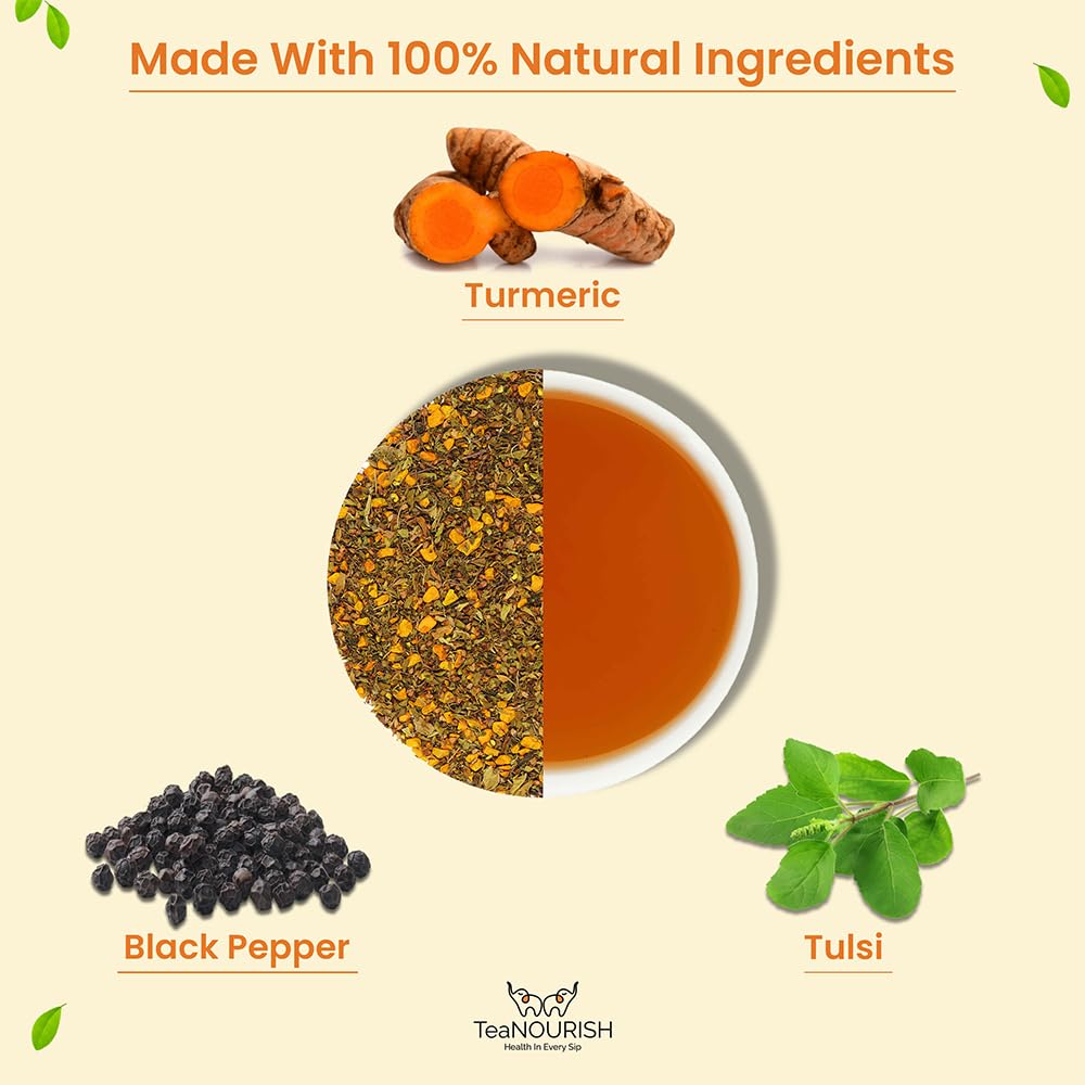 Teanourish Turmeric Spice Tulsi Herbal Tea | Immunity Booster | Loose Blend Of Indian Superfoods, Rich In Antioxidants | 100% Na