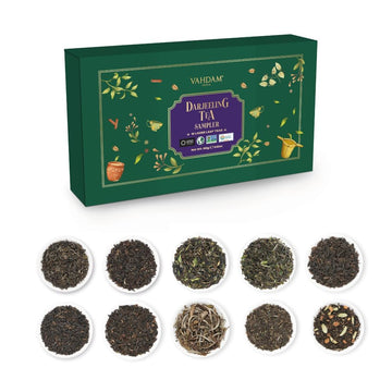 Vahdam, Assorted Darjeeling Tea Sampler (10 Flavors, 50 Servings) Gluten Free, Non Gmo - Darjeeling First Flush & Second Flush |