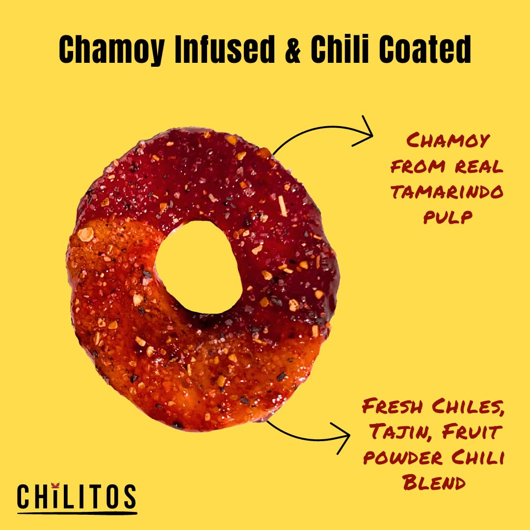 Chilitos Sweet, Sour & Spicy Chamoy Candy Gummy Candy 6 oz Bag - Peach Rings