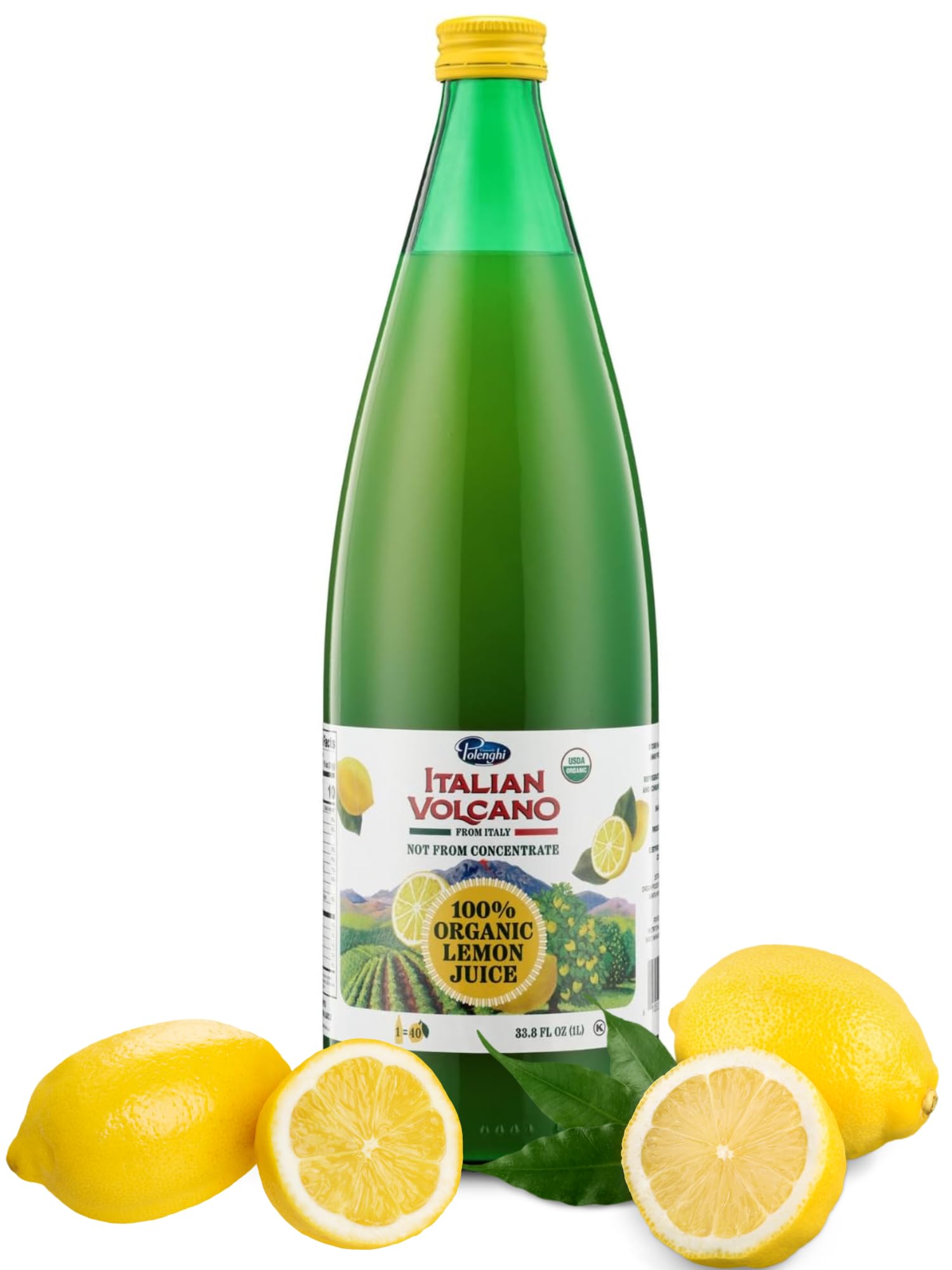 Volcano Bursts Organic Italian Lemon Juice, 33.8 oz (1 Liter)