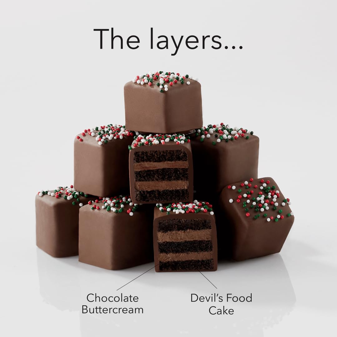 The Swiss Colony Bah Humbug Petits Fours Cakes - Gourmet Cake Assortment with Chocolate, Vanilla, and Layer Cakes - Holiday Dess