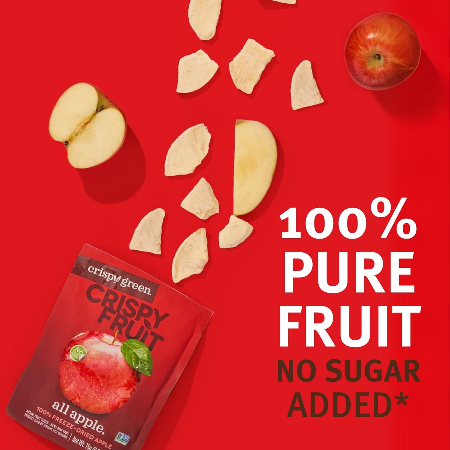 Crispy Green Freeze-Dried Apple, No Sugar Added, 0.53 Ounce (Pack of 12)