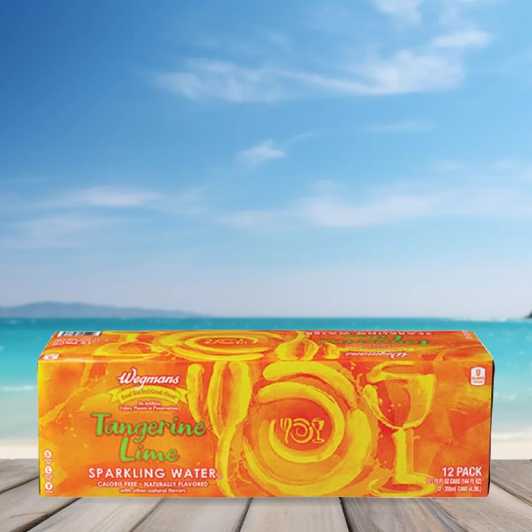 Wegmans Sparkling Water Seltzer Drink, 0 Sugar, Flavored, 12 Fl Oz, 12 Cans Pack, Tangerine Lime