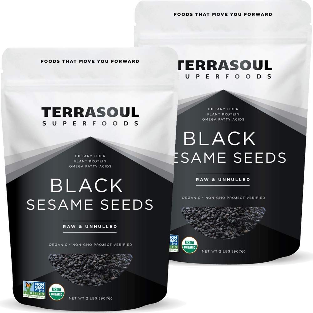 Terrasoul Superfoods Organic Black Sesame Seeds - Raw, Unhulled, Lab-Tested, 4 lbs (2 Pack)