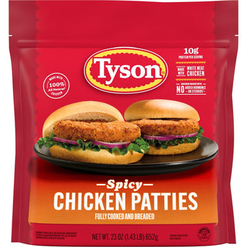 Tyson Fully Cooked Spicy Chicken Patties, 23 Oz. (Frozen)