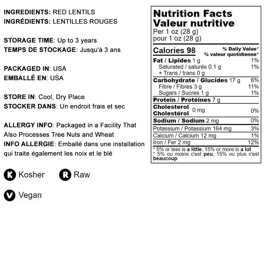 Food To Live Red Split Lentils, 10 – Pounds Masoor Dal, Dried, Vegan, Kosher, Bulk. Easy To Cook. No Soaking Required. Good Source Of Dietary Fiber, Vitamin B, Protein.