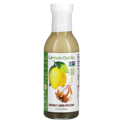 LEMONETTE Sugar Free, Low Cal, Low Fat Salad Dressing: Lemon Garlic 3 Gourmet 12oz bottles - Keto, Gluten Free, Vinegar Free, So