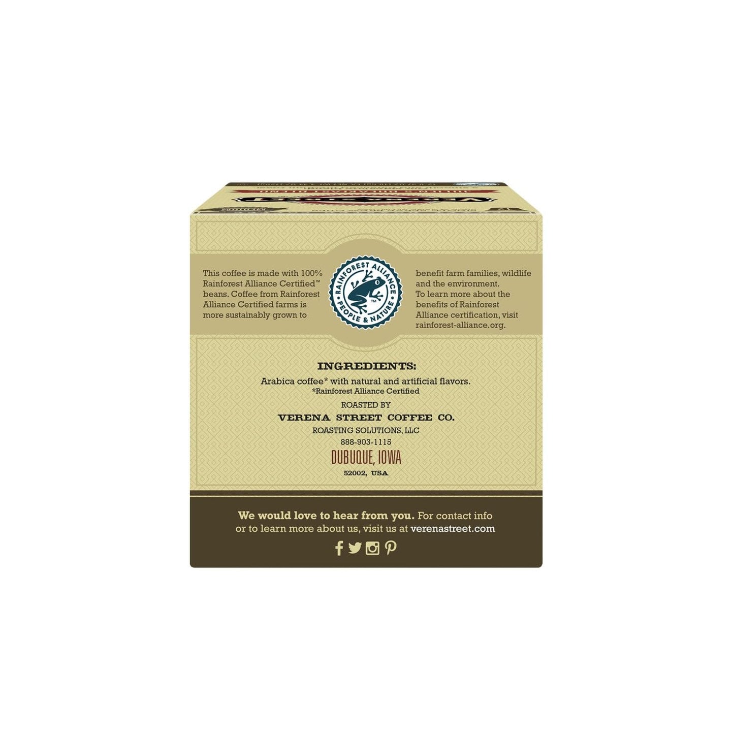 Verena Street Flavored Coffee Pods, Cow Tipper, 72 Count, Rainforest Alliance Certified Arabica Coffee