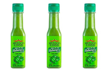 Mexico Lindo Green Habanero Hot Sauce | Real Green Habanero Chili Pepper | 75,900 Scoville Level | Enjoy With Mexican Food, Seafood & Pasta | 5 Fl Oz Bottle (Pack Of 3)