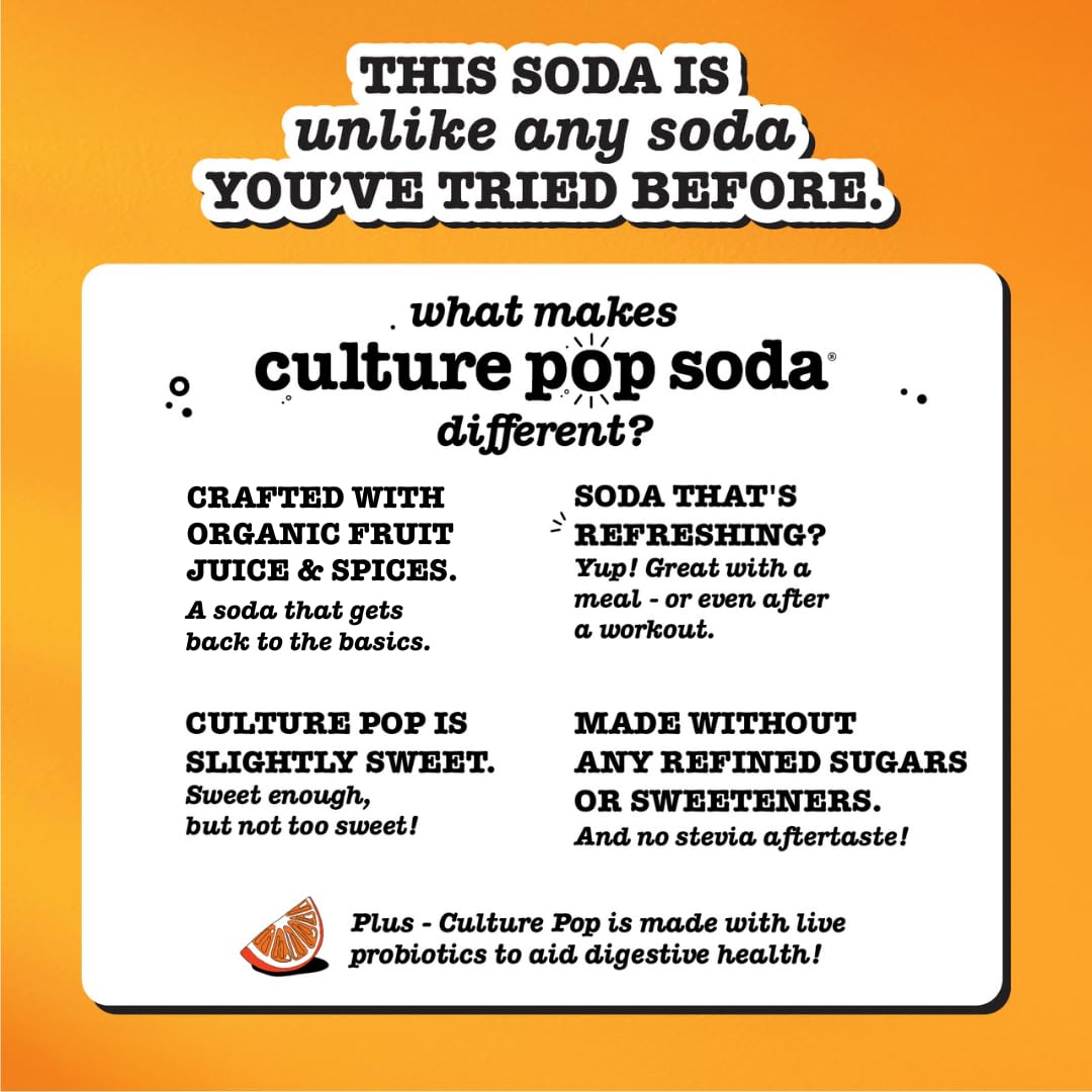 Culture Pop Soda  Most Loved Variety Pack  Probiotic Low Sugar Soda  Sparkling Juice Alternative  Non-GMO  Kosher  Gluten-Free  No Stevia (12pk)