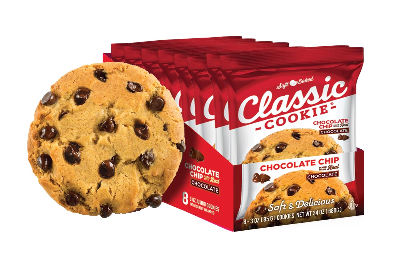 Classic COOKIE Soft Baked Chocolate Chip Cookies - 2 Boxes, 16 Individually Wrapped Cookies