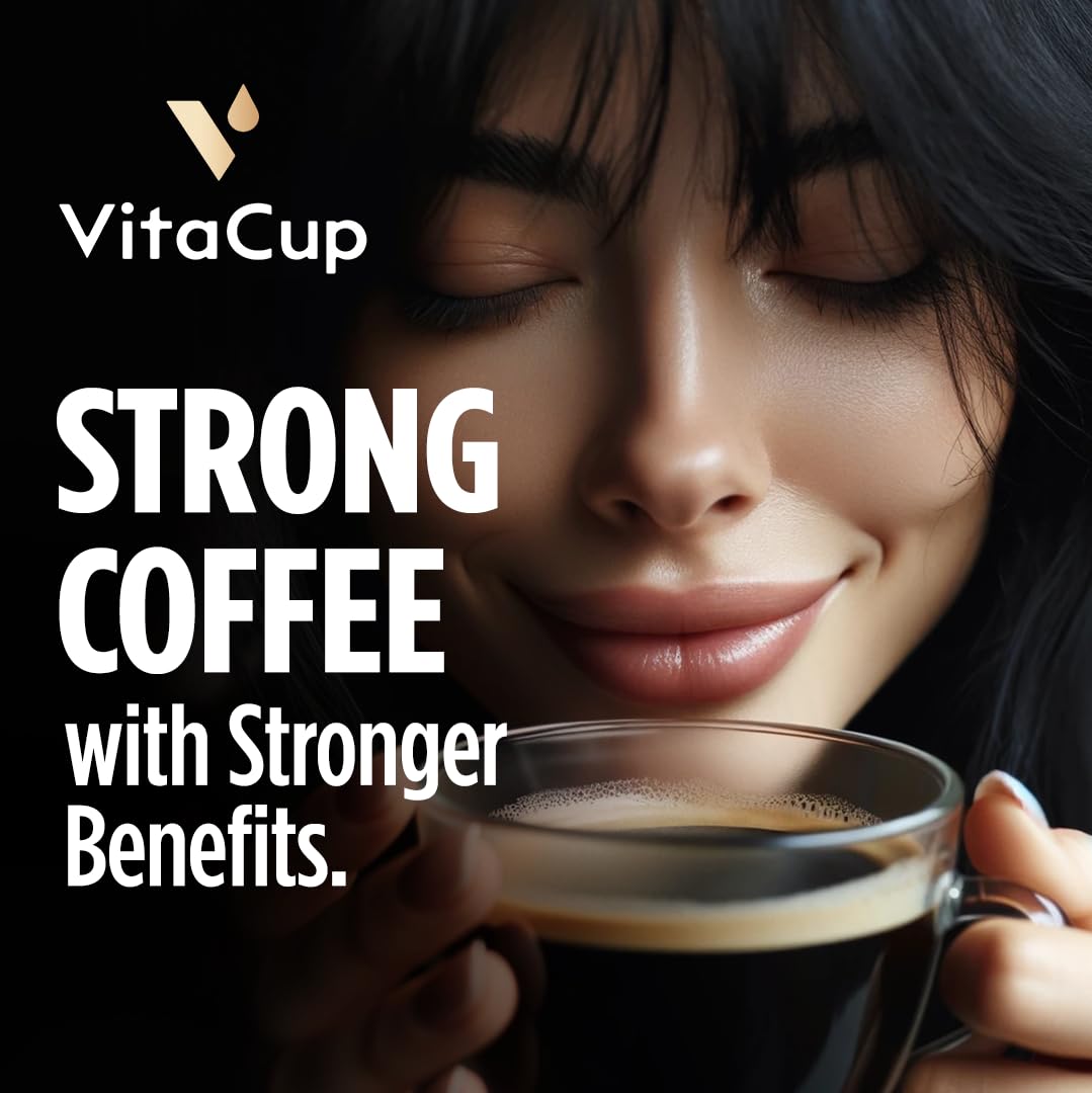 VitaCup Extra Shot Instant Coffee Packets, Bold Dark Roast with Vitamin B12, 24 Count
