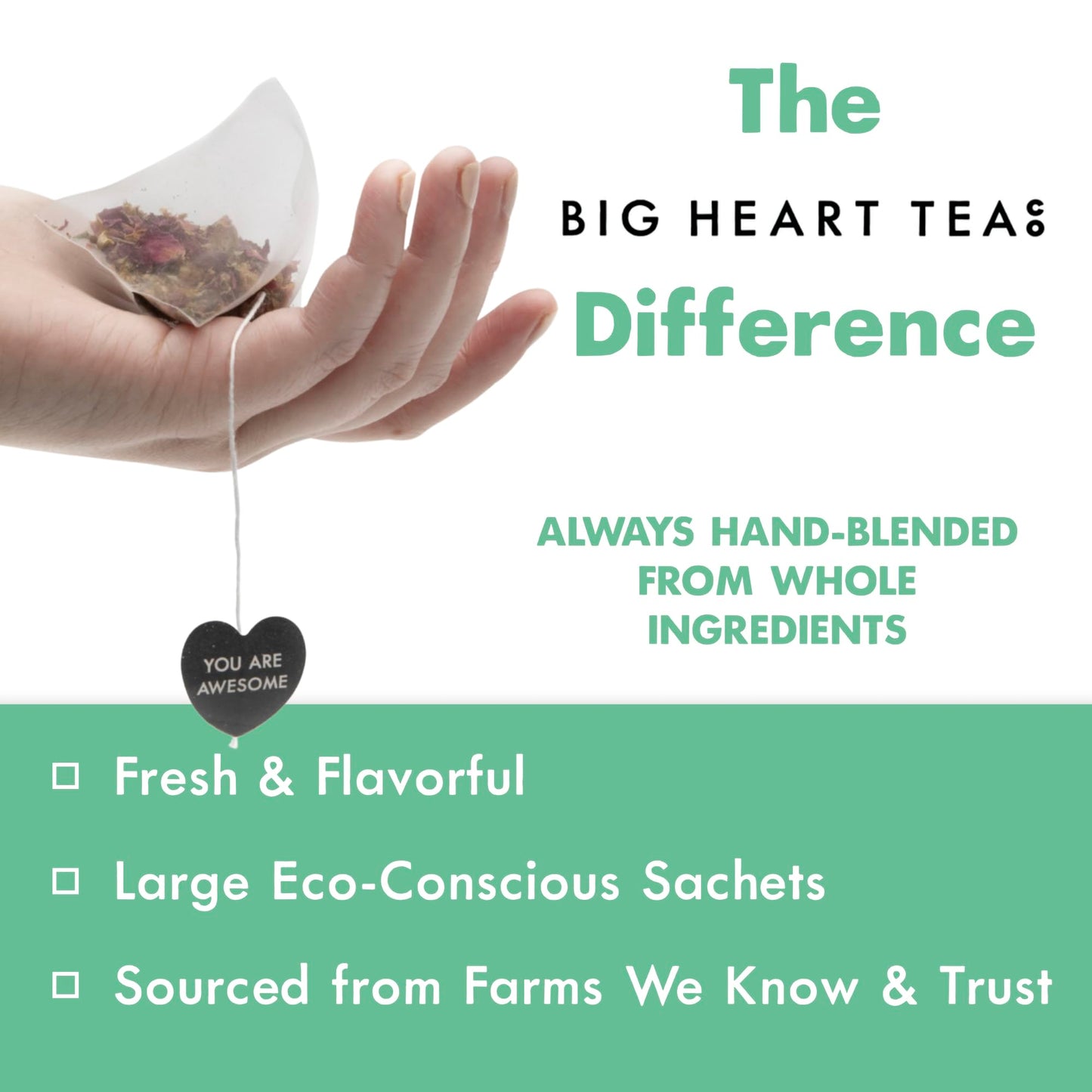 Big Heart Tea Co. Tea Bags - Royal Treatmint Lavender Mint - Organic Herbal Decaf - 10 Zero Plastic Sachets