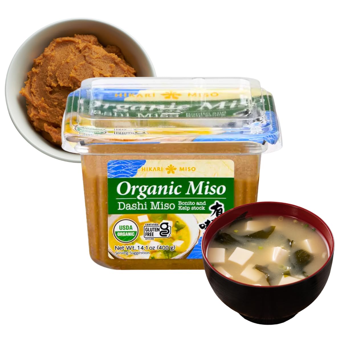 UNHAS ASIAN SNACK BOX Japanese Hikari Organic White Dashi Miso Paste, Gluten Free, 14 oz