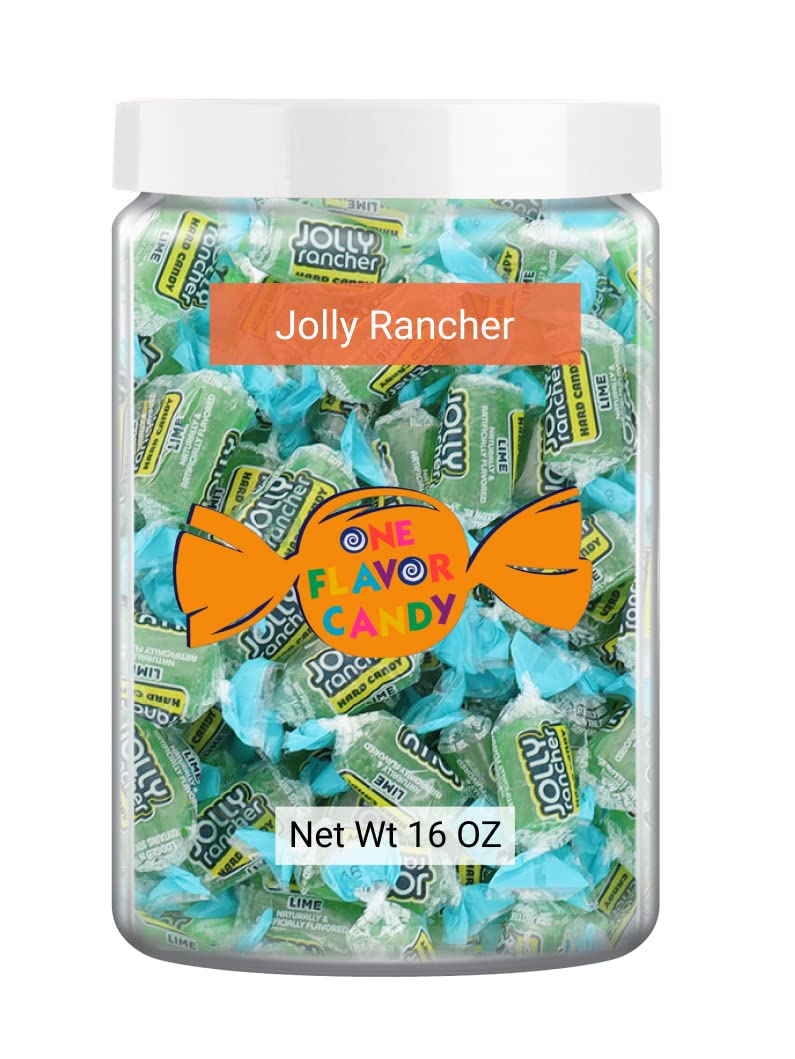 Jolly Rancher World'S Best Flavored Fruit Hard Candy Bulk Candies In Jar 16Oz Tasty Yummy Perfectly Delicious Time (Lime, 16Oz)