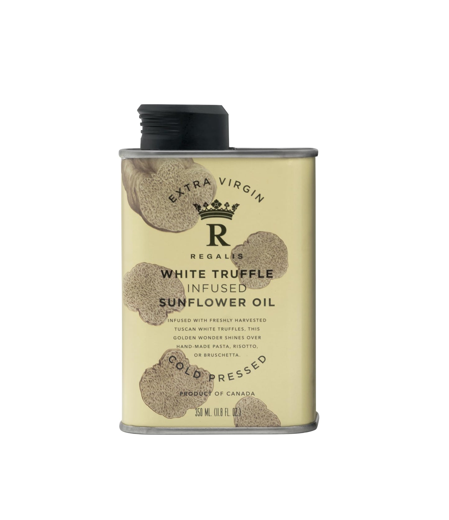 Regalis Cold Pressed White Truffle Oil, Non-GMO Gourmet Finishing Oil, 350ml Metal Tin