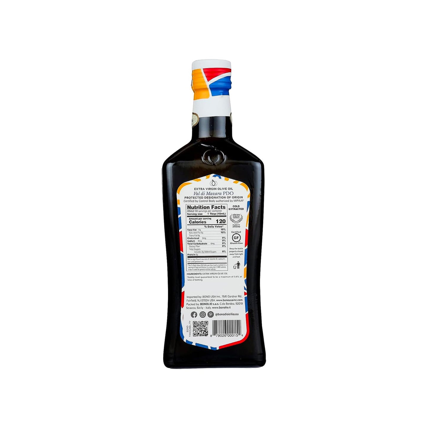 Bono Extra Virgin Olive Oil, Sicilian PDO, 16.9 Fl Oz, Val Di Mazara, Model 277495