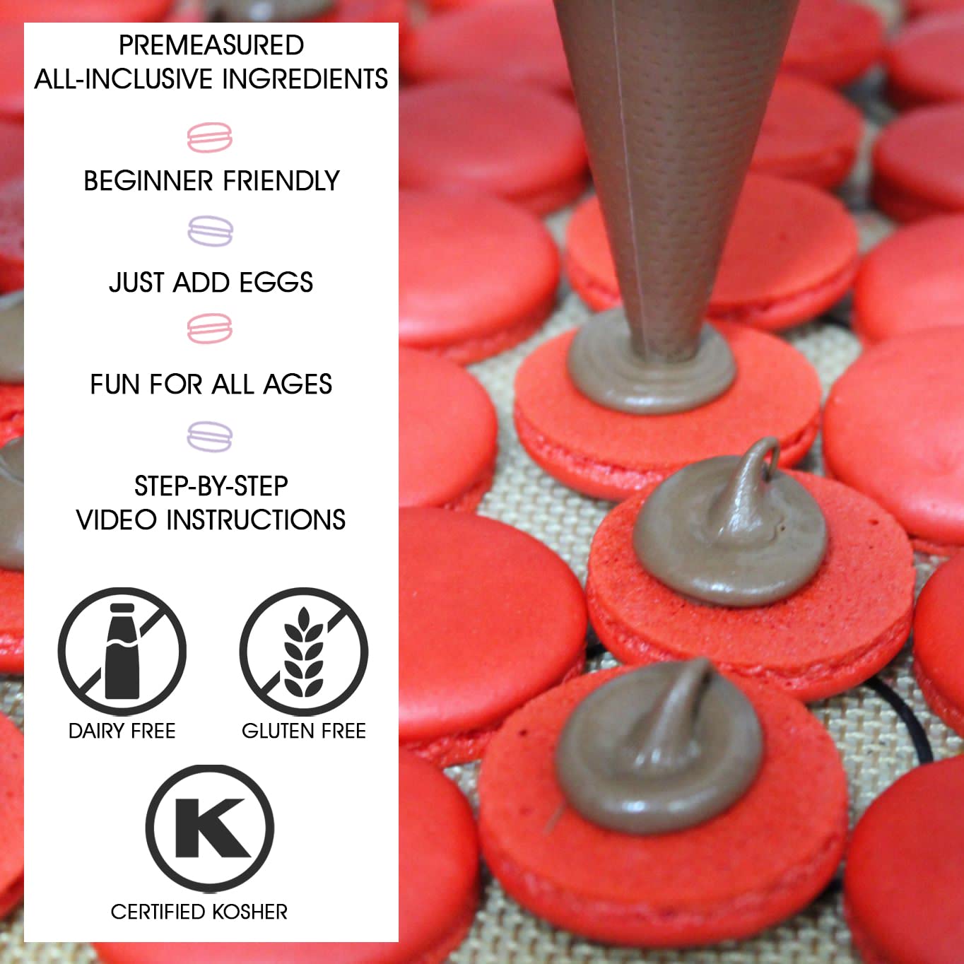 W4W Macalicious Macaron Baking Mix Kit, Includes Dry Ingredients & Tools, 17 Ounce
