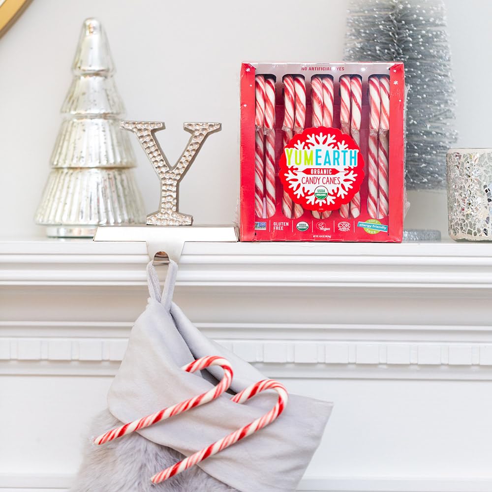 Yumearth Organic Candy Canes - Individually Wrapped Full Size Peppermint Candy Canes - Allergy Friendly, Non Gmo, Gluten Free, V