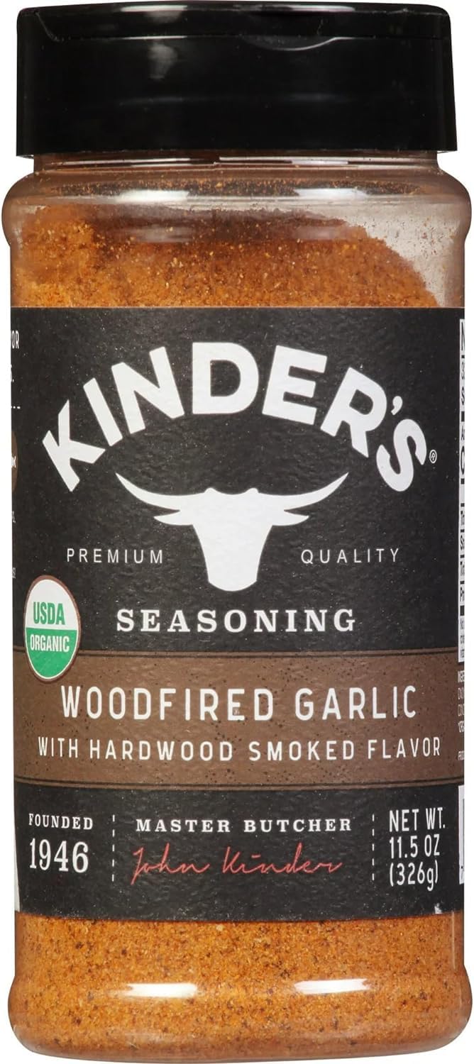 P.K. Kinder Woodfired Garlic Seasoning, Hardwood Smoked Flavor, 11.4 oz Shaker, Model CST-1224-CT900