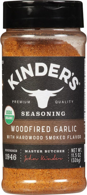 P.K. Kinder Woodfired Garlic Seasoning, Hardwood Smoked Flavor, 11.4 oz Shaker, Model CST-1224-CT900