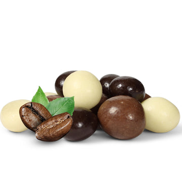 Gourmet Chocolate Covered Espresso Beans Medley By Its Delish, 1 Lb (16 Oz) Bulk Bag - Mix Of Dark, Milk & White Chocolate Cover