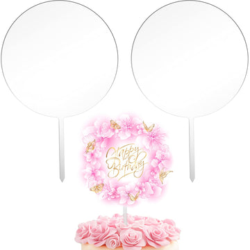Jetec 2 Pieces 5 Inch Acrylic Cake Topper Blank Round Clear Cake Topper Blanks Diy Birthday Cake Topper For Personalized Custom