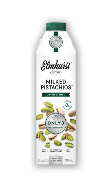 Elmhurst 1925 Pistachio Milk Unsweetened - 32 Ounce (Pack of 6) Dairy-Free, Gluten-Free, Vegan, Kosher, Shelf Stable Milk Made w