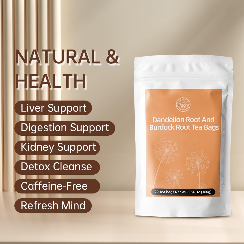HANFANGLING Roasted Dandelion Burdock Root Herbal Tea, Caffeine-Free, refreshing, 20 Count, 5.64oz (160g)