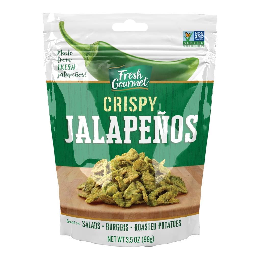Fresh Gourmet Crunch Toppers Variety Pack – Dill Pickle, Jalapeño, Garlic Pepper Onions & Red Peppers – 4-Pack (3.5 oz Each)