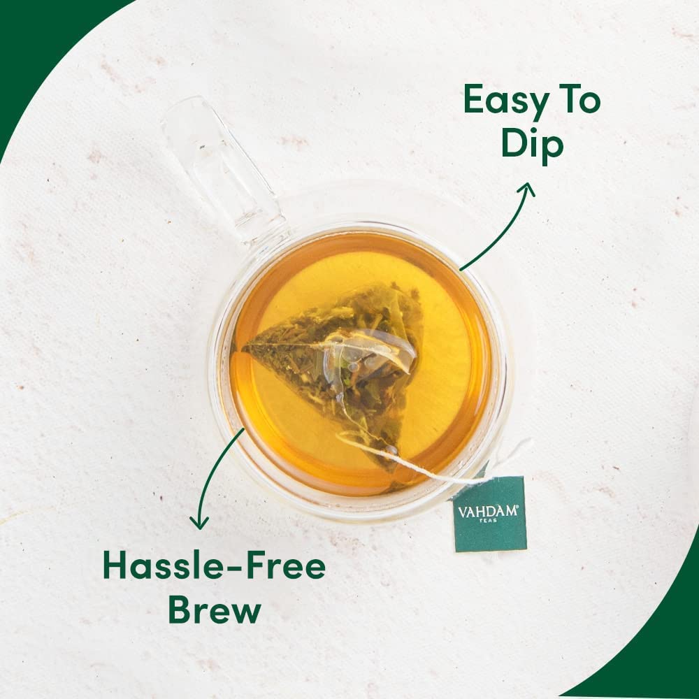 Vahdam, Chamomile Herbal Tea Bags (15 Count) Caffeine Free, Non Gmo, Gluten Free | 100% Pure Herbal Tisane - Sweet & Floral | Whole Leaf Tea Bags | Resealable Ziplock Pouch
