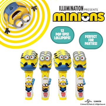 Pop Ups! Minions Lollipop Holder | Collectable Despicable Me Lollipop Case | Party Favors For Halloween, Goodie Bags, Piata Cand