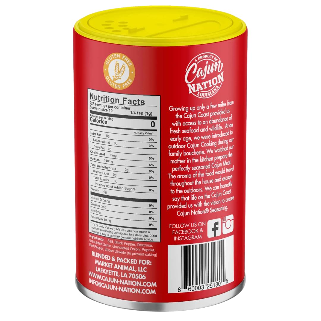 Cajun Nation | Cajun Seasoning | Louisiana Certified Cajun | 8 Oz (~226.8 G) Seasoning Jar | Low Sodium | Msg Free |''Just Somet