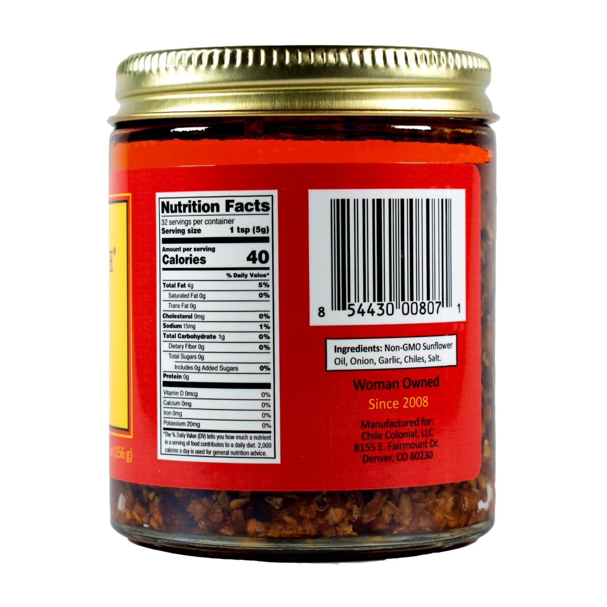 Chile Crunch Spicy Condiment - All Natural Hot Chile Crunch - 3 Jars, 8 Ounce Each