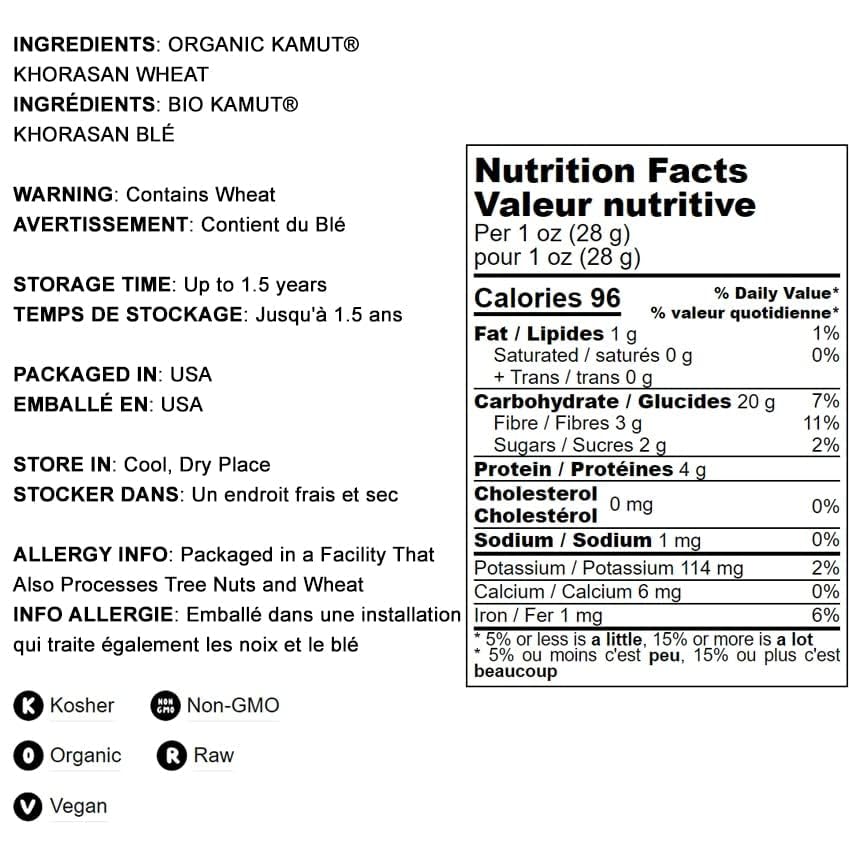 Food To Live Organic Rolled Kamut Khorasan Wheat Flakes, 2 Pounds - Non-Gmo, Made From Whole Wheat Berries, Kosher, Bulk, Great
