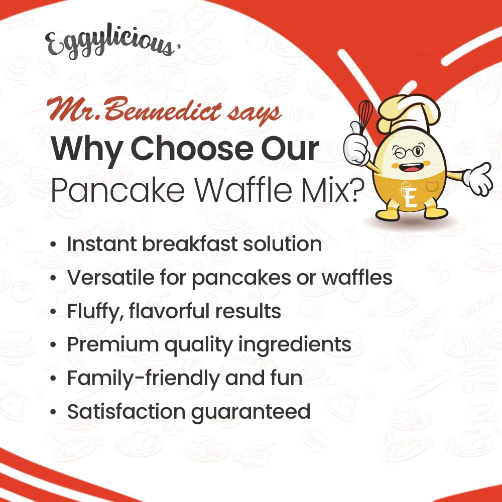 Eggylicious Pancake/Waffle Mix – Classic Recipe, 25.14 oz Jar – No Preservatives or Colorants, Loved by Kids & mature-themeds