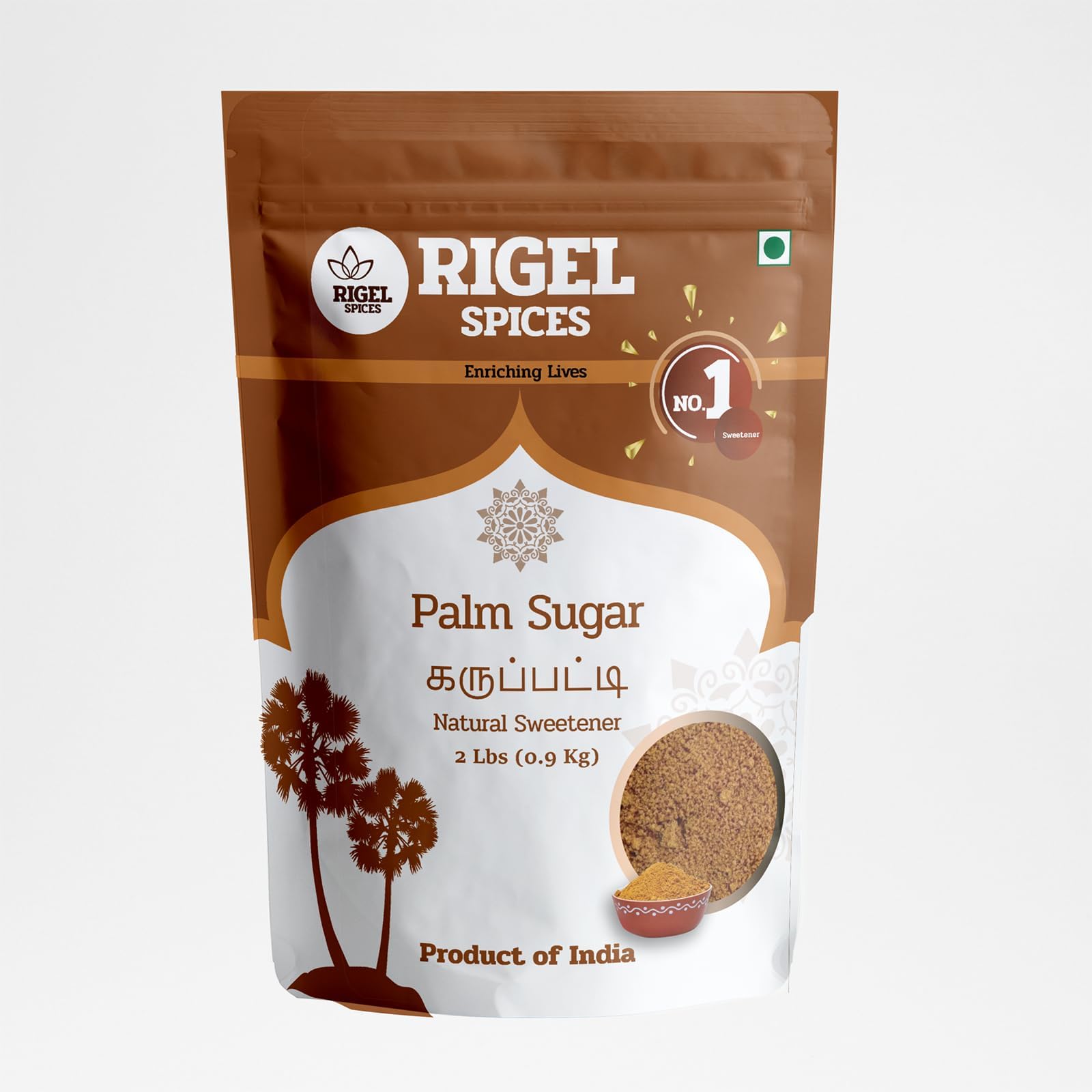 Rigel Spices | Pure Bliss of 1 Lb of Palmyra Palm Jaggery | Palm Sugar: Naturally Crafted, Unbleached, and Chemical-Free Sweetne