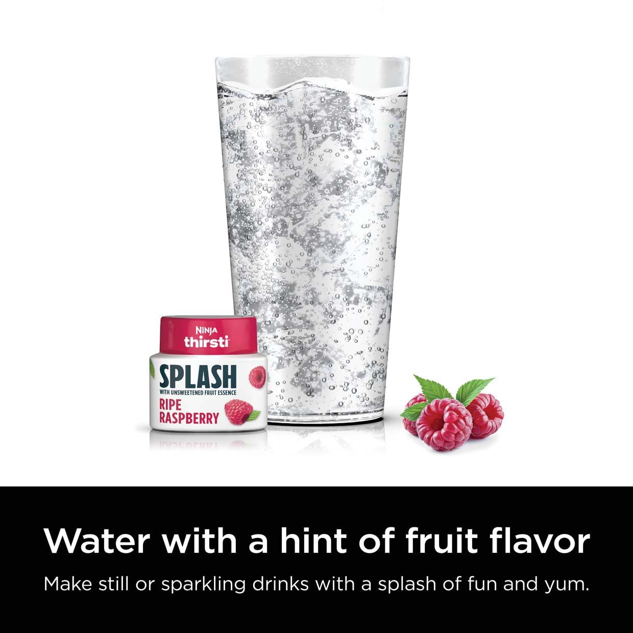 Ninja Thirsti Flavored Water Drops , SPLASH With Unsweetened Fruit Essence, Ripe Raspberry , 3 Pack, Zero Calories ,Zero Sugar,