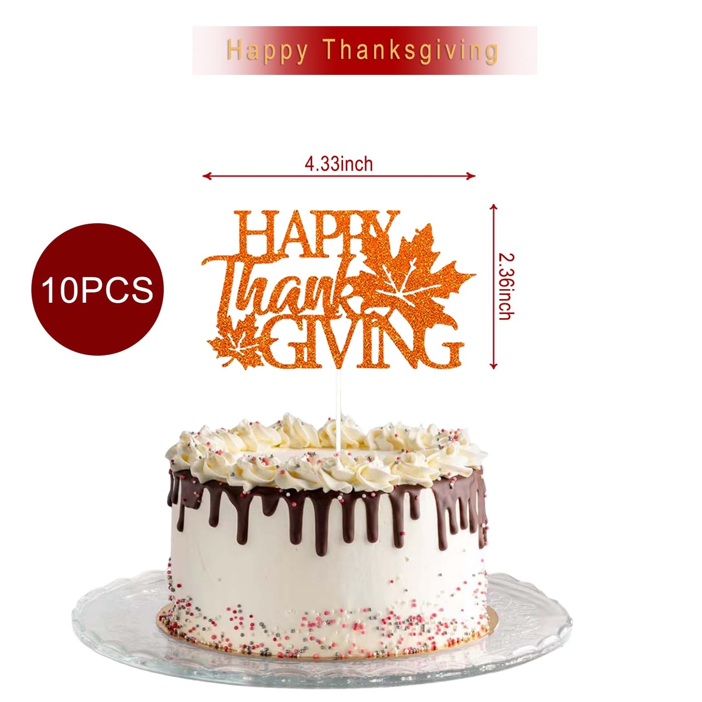 Fall Thanksgiving Day Cake Topper Happy Thanksgiving Day Cake Topper Fall Maple Leaf Cake Topper Orange Cake Decorative Party Ca