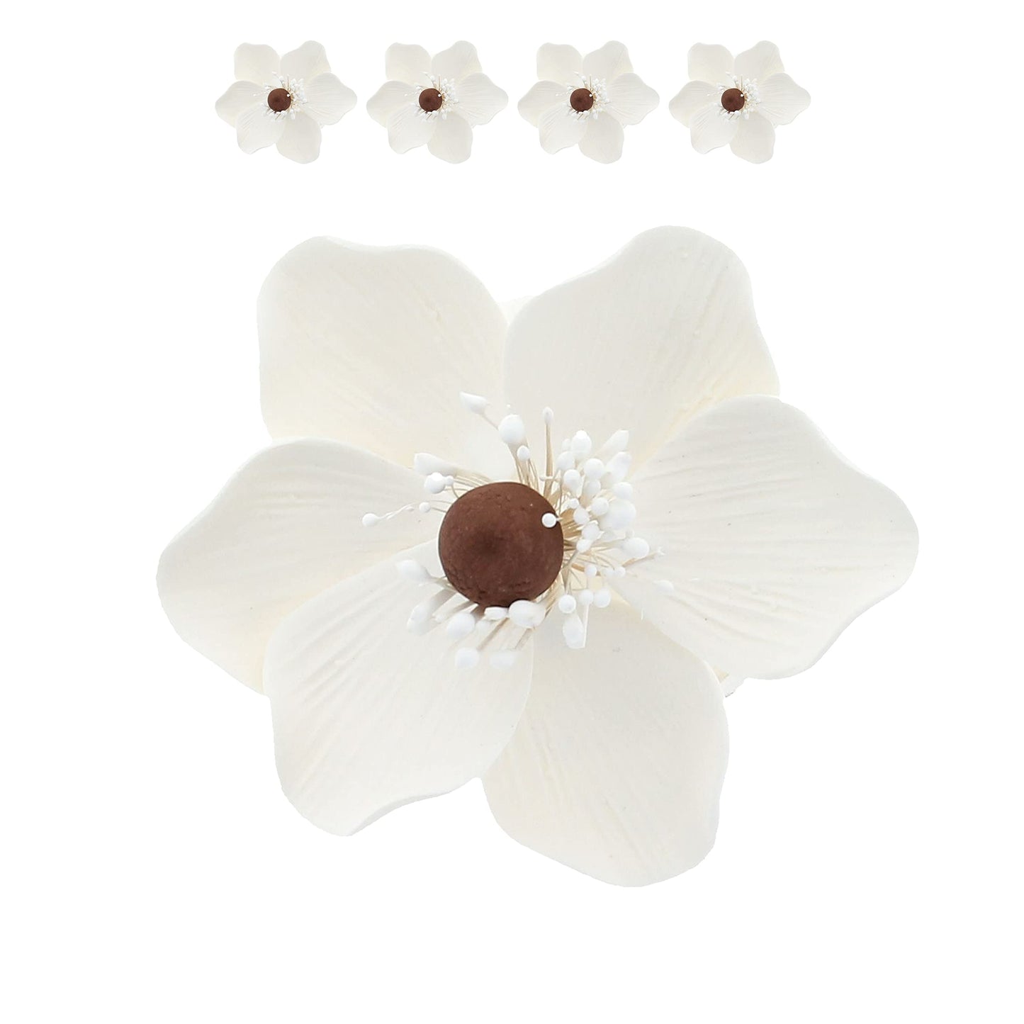 Global Sugar Art Poppy Anemone Sugar Cake Flowers, White, 4 Count by Chef Alan Tetreault