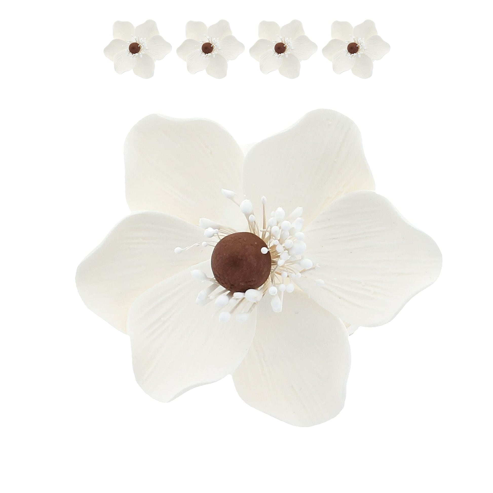 Global Sugar Art Poppy Anemone Sugar Cake Flowers, White, 4 Count by Chef Alan Tetreault